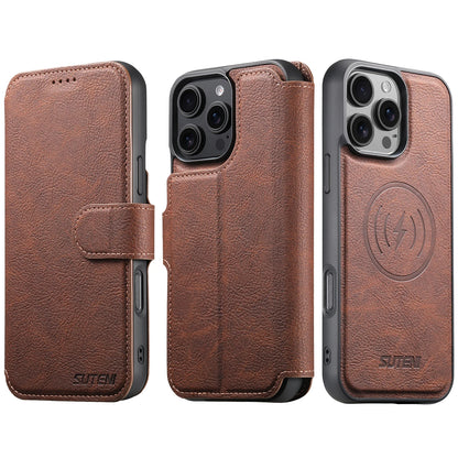 Faux Leather Wireless Charging Card Holder Stand Wallet Magnetic Flip Cover Phone Case For iPhone 17 Pro Max 16 Plus 15 14 13