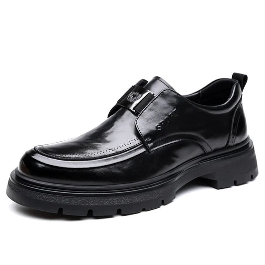 Spring Autumn New Increase Leather Shoes for Men Black Business Casual Platform Shoes Male Fashion High Quality Dress Shoe Man
