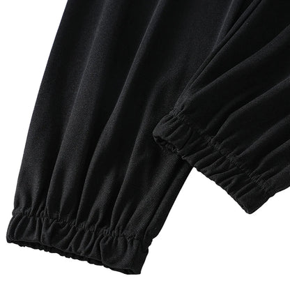 2-pcs Summer Youth Fashion Letter Set 13-16 Year Old Boys and Girls Simple and Versatile Letter Short Sleeve T-shirt Black Pants