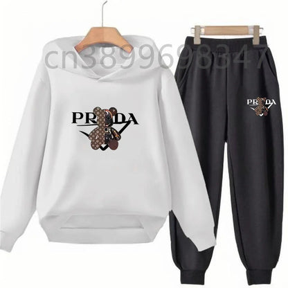 Children 3-12 Years Hoodie Long-sleeved Boys Girls Toddler Sports Coat Top+Pants Casual Sweatshirt Set Kids Little Bear Letters