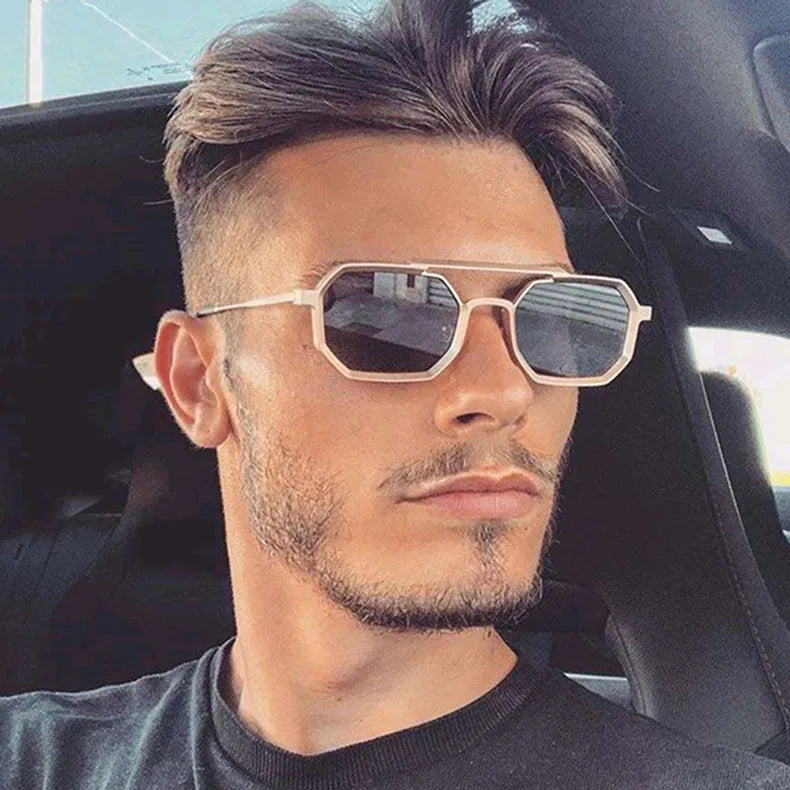 Blue Square Sunglasses For Men Retro Metal Steampunk Sunglasses Women Vintage Fashion Glasses Gafas De Sol Hombre Zonnebril Sun