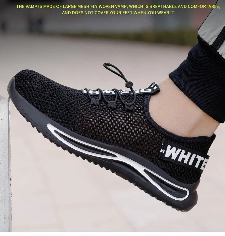 Breathable safety shoes summer man anti puncture safety work sneakers with iron toe male safety shoes men lightweight work shoes