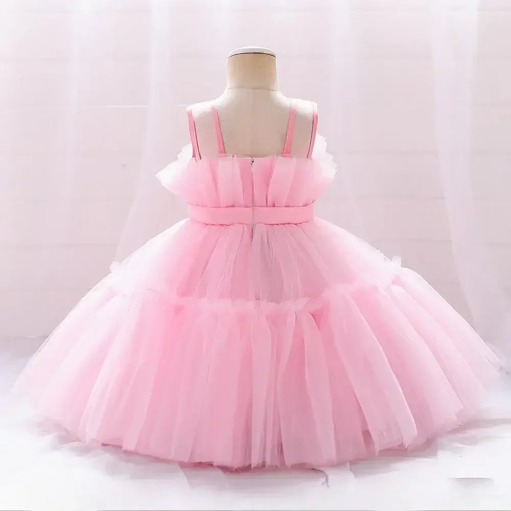 Baby Yellow Dress For Girls Kids Wedding Bridesmaid Dresses Toddler Tulle Birthday Princess Party Dress Infant Outfits Vestidos