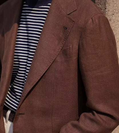 Summer Thin Retro Men's Breathable Linen Small Suit Italian Retro Slim Casual Blazer Trendy