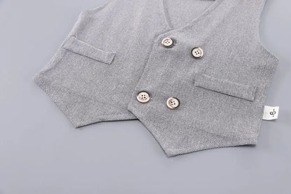 Autumn New Kids Girls Boy  Formal Gentleman Vest Shirt Pants 3pcs/set Clothing Set Spring Children Tracksuits Clothes Sport Suit