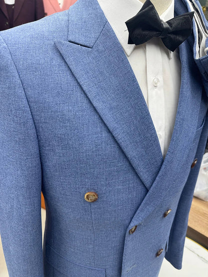 New Elegant Man Suit Two-Piece Dress Light Blue Modern Wedding Party Suits for Men Stylish Business Office Suit Tuxedo