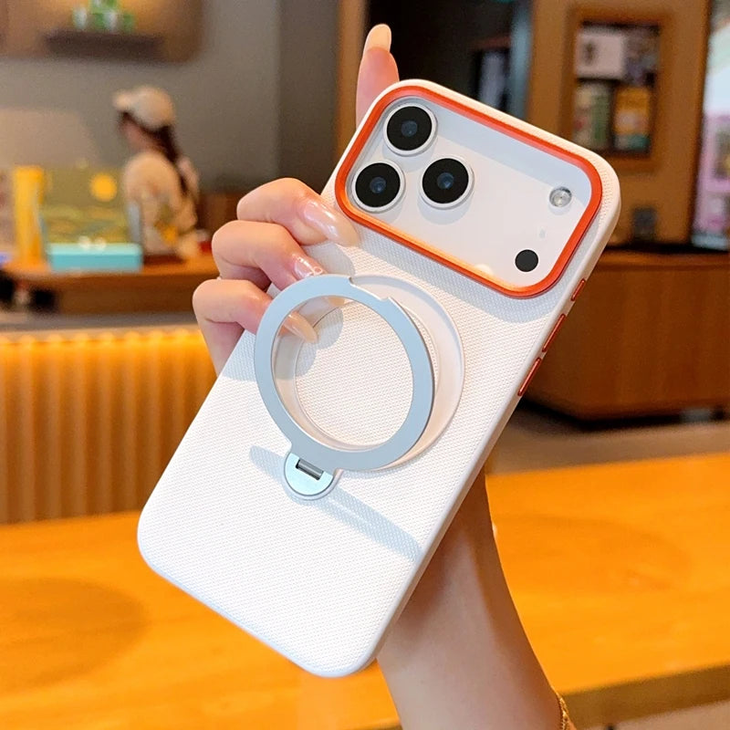 funda For iPhone Air Case ELVEV Magnetic Luxury PU Leather Anti-fall with Rotatable Ring Stand Cover for iphone17 pro max كفر