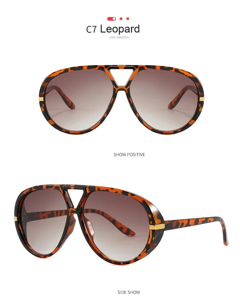 Cycling Trendy Women Square Twin Bridge Pilot Sunglasses New Luxury Designer Shades Outdoor Driving Travel Female Sun Glasses