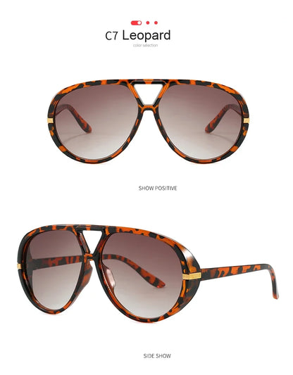 Cycling Trendy Women Square Twin Bridge Pilot Sunglasses New Luxury Designer Shades Outdoor Driving Travel Female Sun Glasses
