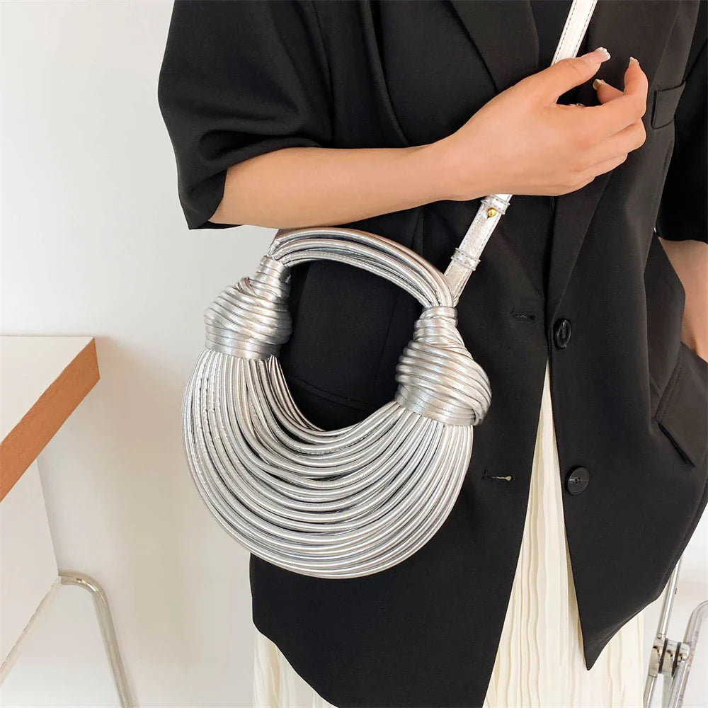 MOODS Luxury Evening Purses For Women Golden Noodle Knot Design Dinner Party Clutch Bag 2023 Luxury Designer Purses And Handbags