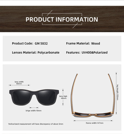 Natural Bamboo and Wooden Sunglasses VIP Manual Polarized Glasses Luxury Brand Environmental Degradable Glasses Gift Box