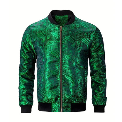 Gold Paisley Jacket Men's Clothing 3D Printed Colorful Long Sleeve Zipper Jackets Luxury Graphic Street Trend Autumn Bomber Coat