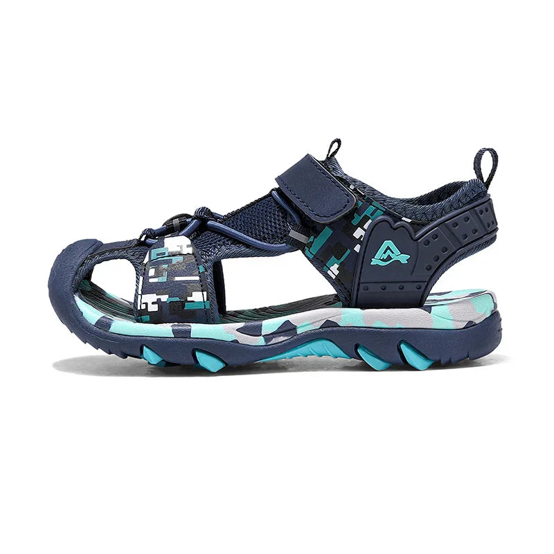 Summer Boys Sandals Casual Children Kids Rubber School Breathable Anti-Slip Beach Shoes Outdoor Anti-Bump Closed Toe Sandails