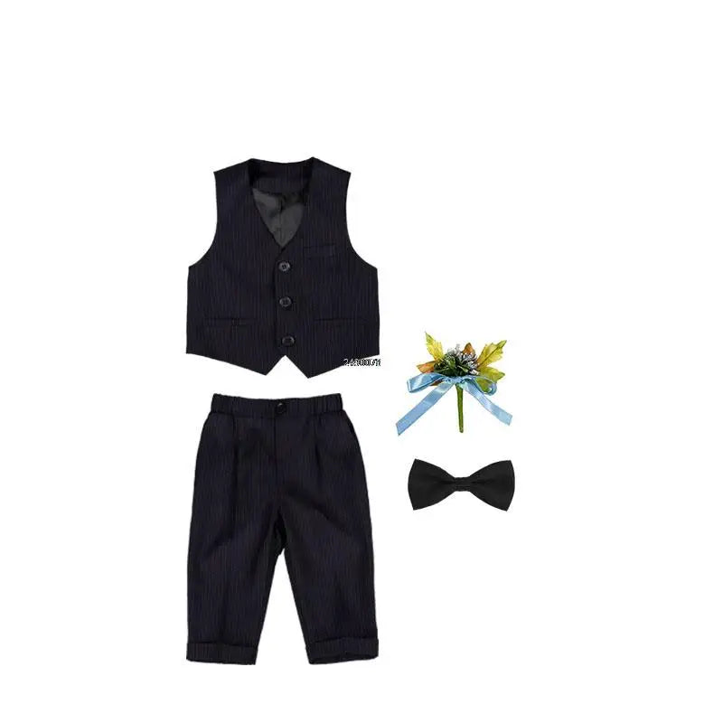 Kids 1 Year Birthday Dress Baby Boys Velvet Blazer Jacket Pants Photograph Suit Children Formal Wedding Performance Evening Wear