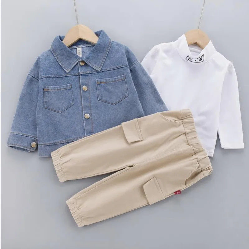 Autumn Fashion Baby Clothes Set Children Boys Jacket T-Shirt Pants 3Pcs/Set Kids Girl Clothing Toddler Costume Infant Tracksuits