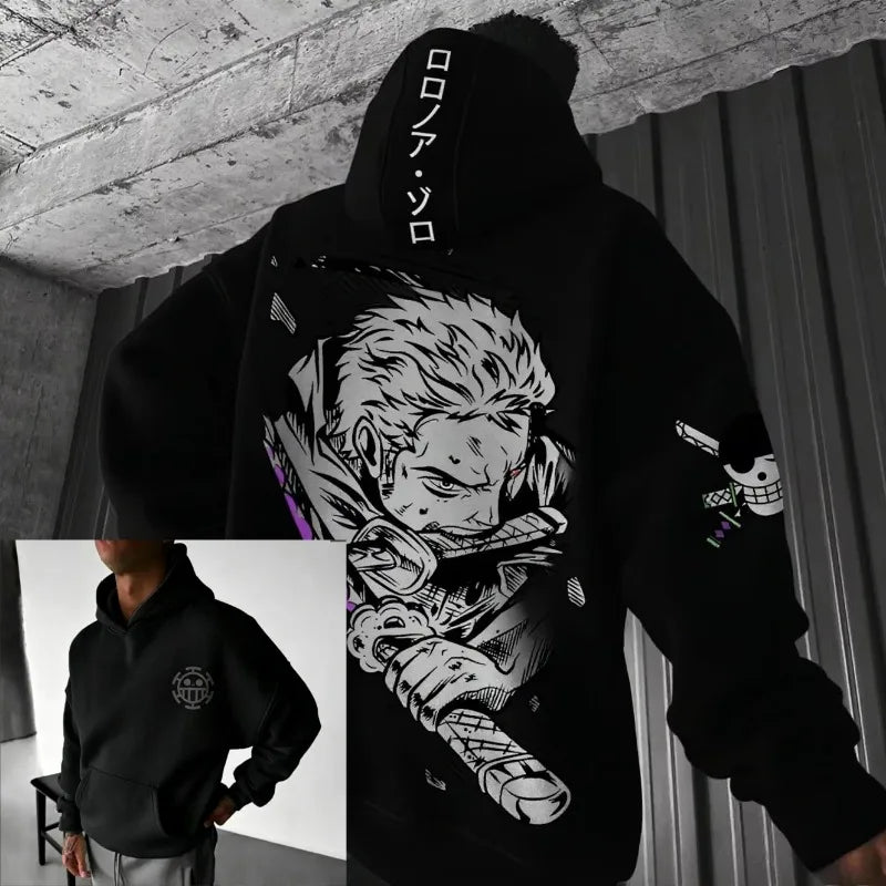 2026  Anime Hoodie Graphic Sweatshirt Men Women One Piece Zoro Streetwear New Spring Casual Pullover Jacket Long Sleeve Tops