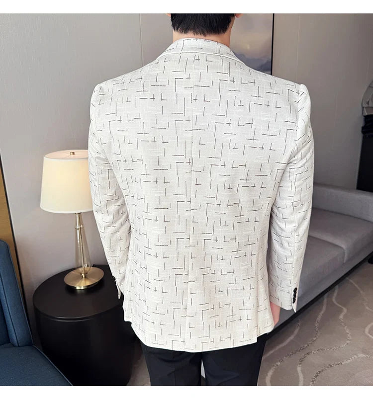 High Quality Jacquard Suit Jacket for Men 2025 Fashion Korean Style Slim Fit Business Casual Wedding Social Dress Coats 4XL-M