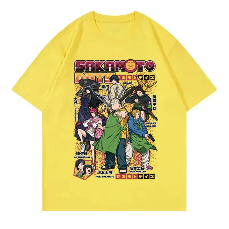 2025 New Design Anime T-shirts Sakamoto Days Short Sleeve Retro Tops Tees Streetwear Men Clothing Sakamoto Days Summer T-shirt