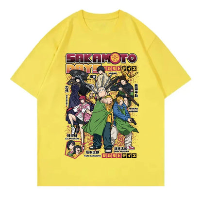 2025 New Design Anime T-shirts Sakamoto Days Short Sleeve Retro Tops Tees Streetwear Men Clothing Sakamoto Days Summer T-shirt