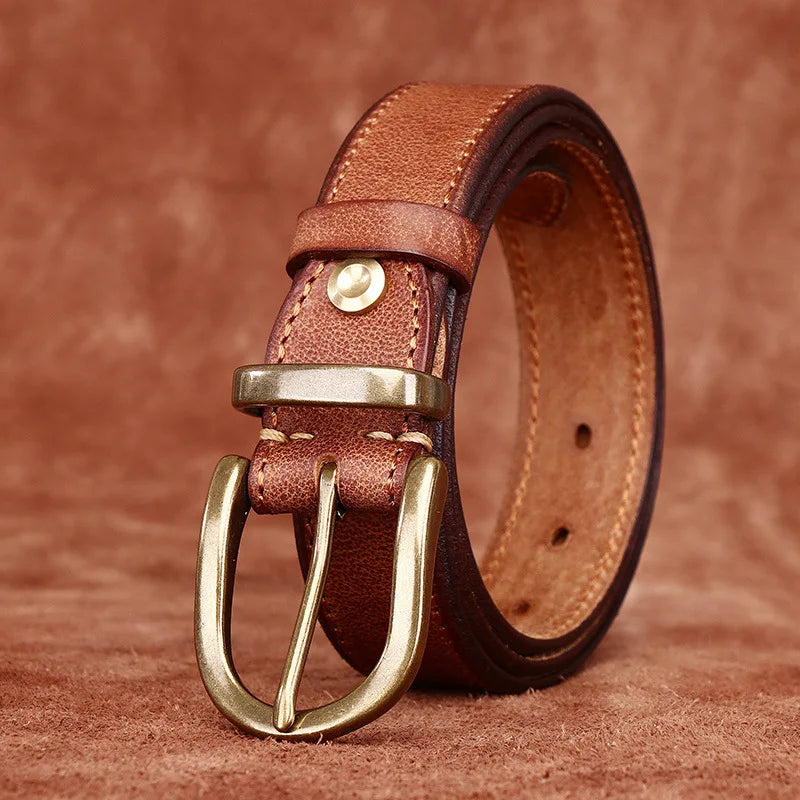 3.3CM Men High Quality Genuine Leather Belt Luxury Copper Buckle Belts Thickening Pure Cowskin Vintage Strap Male Jeans for Man