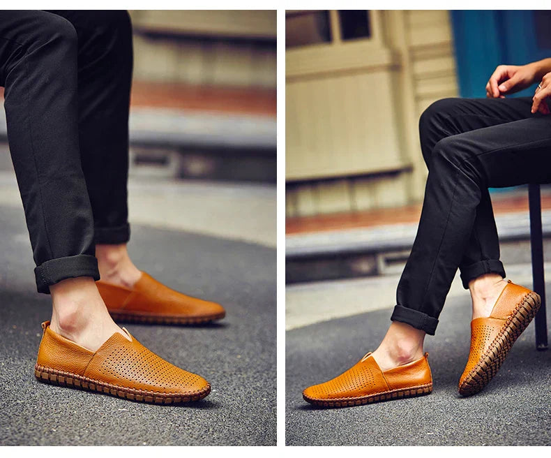 Fashion Men's Driving Shoes Handmade Leather Men Loafers Soft Breathable Men's Casual Shoes