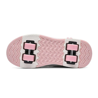 HeelysChildren's small flower decorated four-wheel roller skating sports shoe breathable roller skating girls shoes holidaygifts