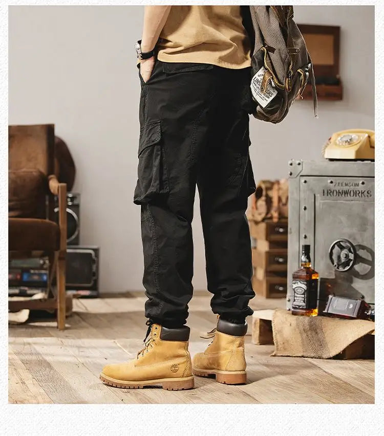 Men Fashion Military Cargo Pants Regualr Straight Fit Cotton Camouflage Green Black Grey Color Trousers W9202