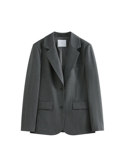 Pink Grey Elegant Style Casual Blazer Jacket for Women 2025 Spring New Design Versatile Streetwear Chic Outfits 25FS11224