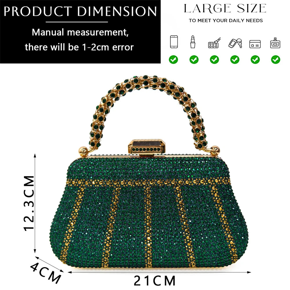 Nigerian Heel Party for Women Shoes and Bag Set Champagne Colour Rhinestone Handbag Italian Design Wedding INS 2024
