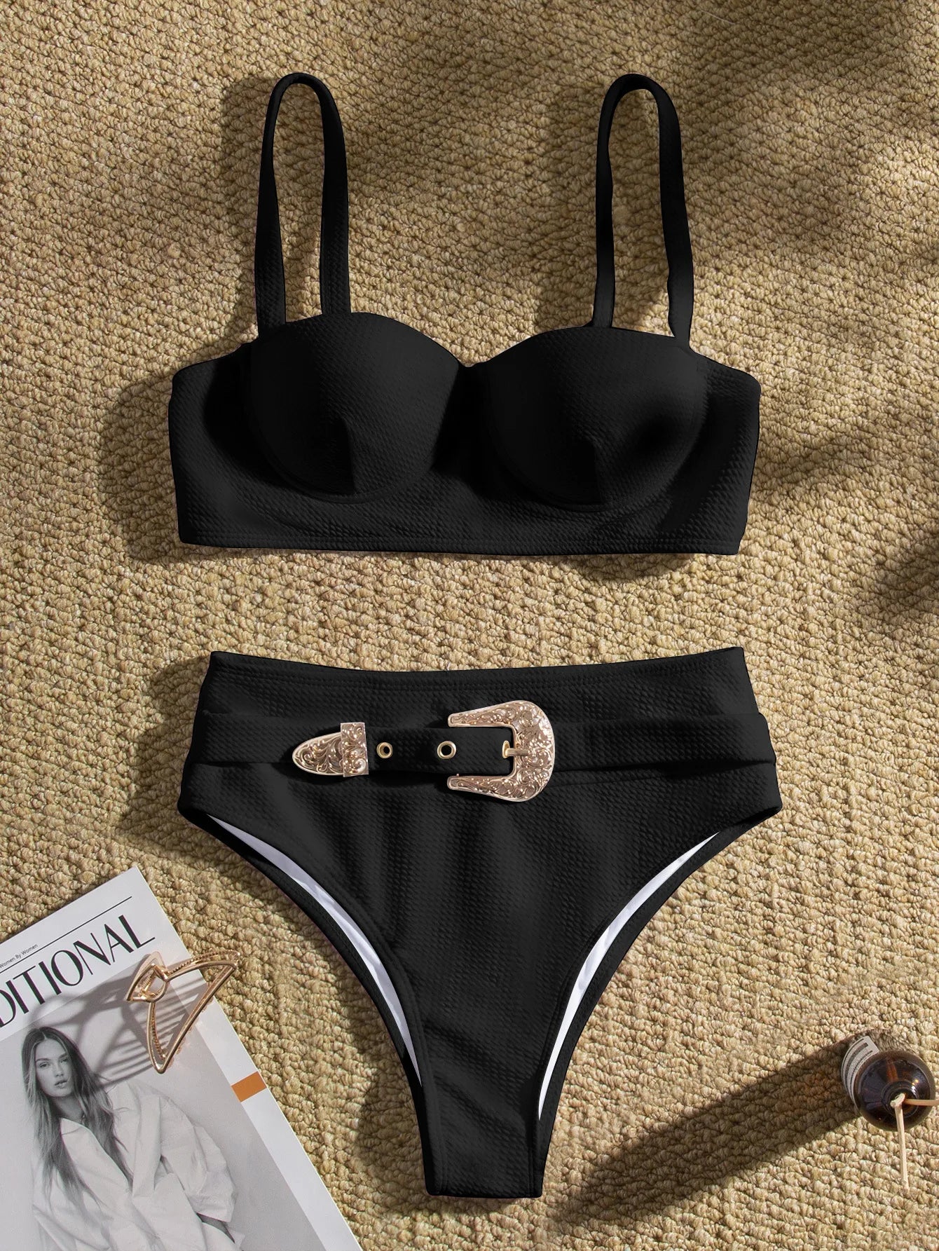 Sexy Push Up Underwire Swimwear Women Solid White Black Padded Buckle One Piece Swimsuit Beach Bathing Suit Bodysuit Monokini