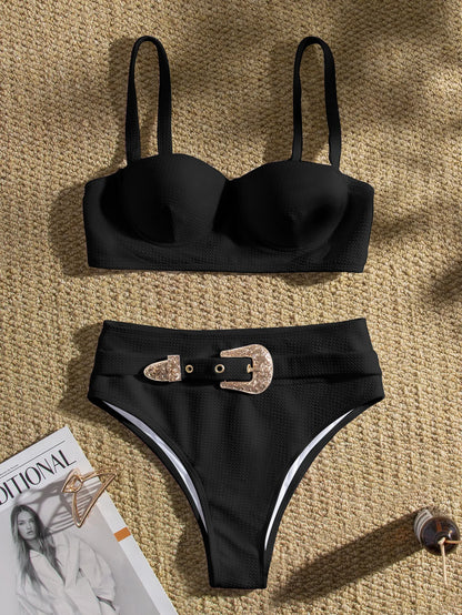 Sexy Push Up Underwire Swimwear Women Solid White Black Padded Buckle One Piece Swimsuit Beach Bathing Suit Bodysuit Monokini