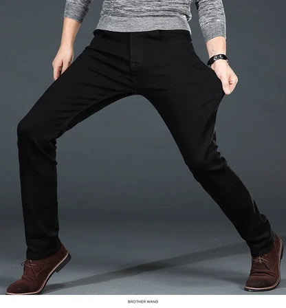 Men Plus Size Jeans 38 40 Slim Skinny Stretch Straight Classic Version of Simple Black Denim Pants Male Brand Clothing