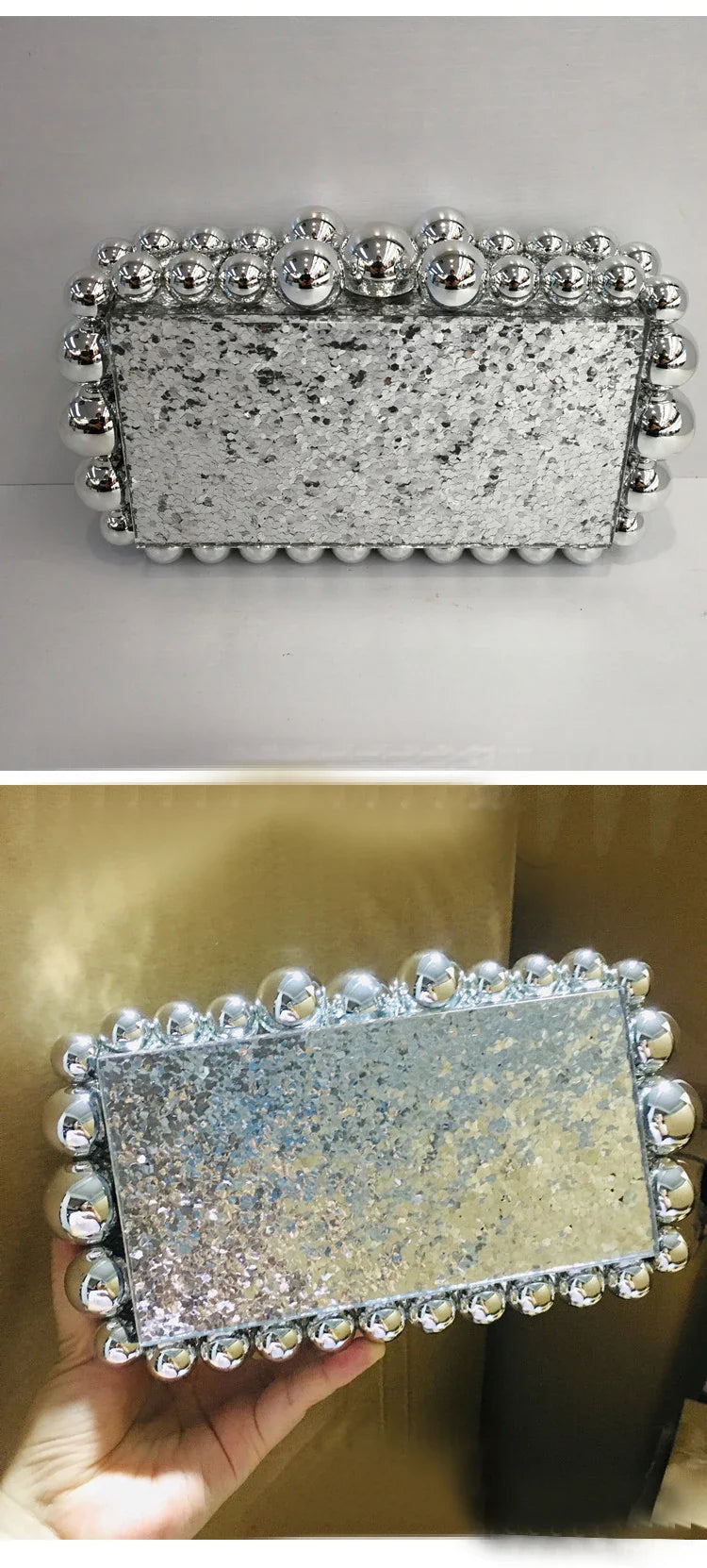 Fashion Women Acrylic Turquoise Evening Clutch Bag Small Pearls Party Black Designer Day Purse Crossbody Chain
