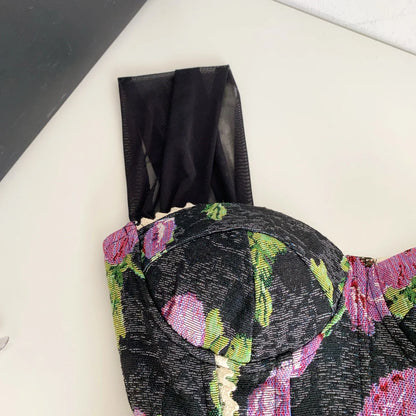 American Retro Print Evening Camisole Female Strap Lace Spliced Slim Top 2025 Streetwear Floral Vintage Beach Tank Top