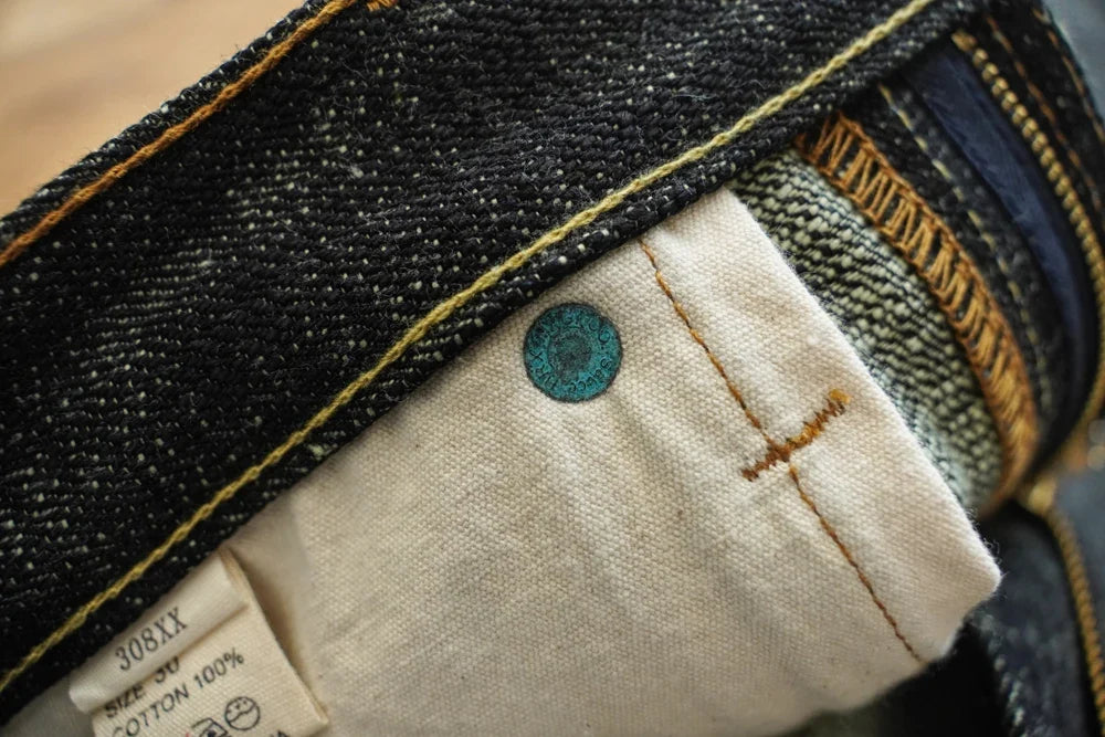 Mens Jeans Sanforized Selvedge Denim Jeans Limited EditionDouble-sided Dyeing 66 Fit 20 Oz