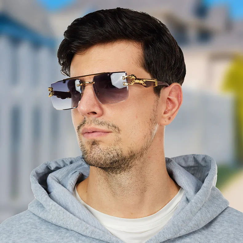 New Retro Rimless Sunglasses For Men Steampunk Sunglasses Women Punk Fashion Glasses Vintage Shades Gafas De Sol Sonnenbrill Sun