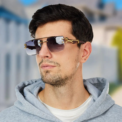 New Retro Rimless Sunglasses For Men Steampunk Sunglasses Women Punk Fashion Glasses Vintage Shades Gafas De Sol Sonnenbrill Sun