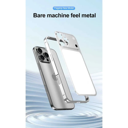 Original Colour Aluminum Alloy Frame Backplane Case For IPhone 13 14 15 16 Pro Max Transform IPhone 17 Series Lens Protect Cover