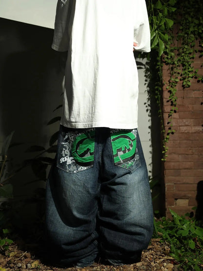 Y2K American Jeans Mens Oversized Retro Hip-Hop Wide-Leg Pants Harajuku Trend Rock Women Straight Pants