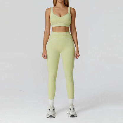Nylon Yoga Set Women's Tracksuit Gym Push Up Set Woman 2 Pieces Leggings Sports Bra Breathable Sportwear Woman Clothes