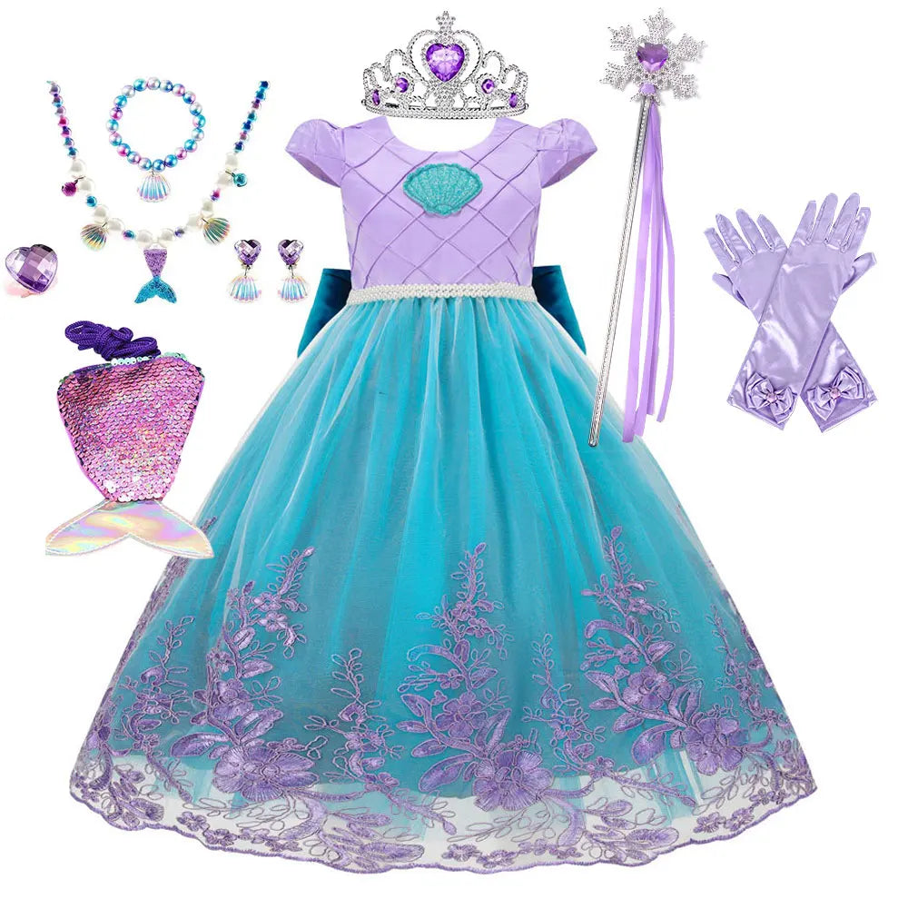 Photography Costume Girls Princess Birthday Party Little Mermaid Ball Gown Girl Ariel Puffy Dress Prom Festival Apparel Vestidos