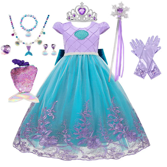 Photography Costume Girls Princess Birthday Party Little Mermaid Ball Gown Girl Ariel Puffy Dress Prom Festival Apparel Vestidos