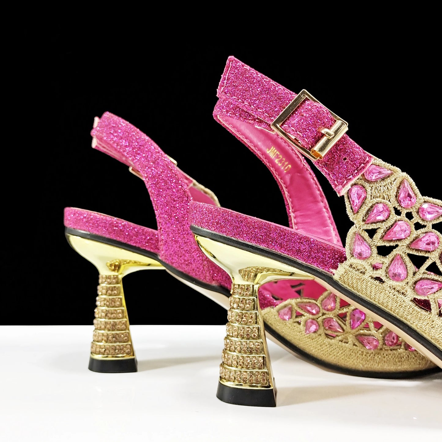 New Shoes and Bags Matching Set Nigerian Women Heel Party for Women Fuchsia Colour Italian Design Wedding INS Design