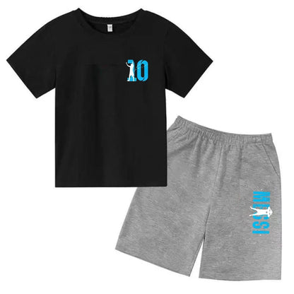 Summer Children‘s Set Brand Messi Print Short Sleeve T-shirt + Shorts 2pcs Set Sportsuit Casual Fashion Kid Boy Girl Fan Clothes