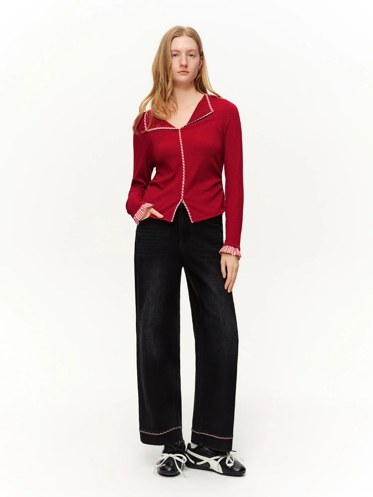 Double-length Jeans Women High-waisted Slim-fit Classic Straight Pants High Waist Elegant Office Lady Spring Trendy