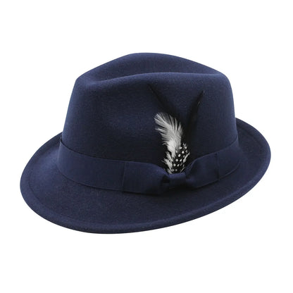 Vintage Fedora Hat Women Men Top Hat, Feather Felts Hat, Men's Jazz Hat European And American Gentleman Soft Woolen Hat
