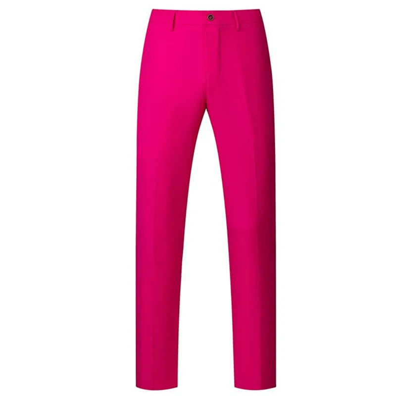 New Men Solid Colour Formal Suit Pants Black / Red / Royal Blue Homme Wedding Office Social Slim Fit Trousers