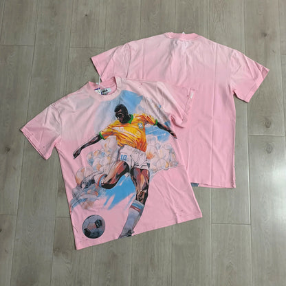 Car Letter Rhinestone Washed Cotton Short Sleeve Tshirts for Men and Women Harajuku Hip Hop Loose Shinning Diamond Tees Oversize
