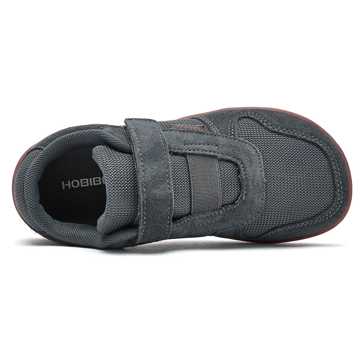 Kids Wide Toe Barefoot Shoes Little/Big/Kid Hook Loop Minimalist Sneakers Artificial Leather Mesh Lightweight Shoes