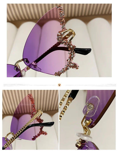 Cycling New Y2K Style Women Fashion Sunglasses Oversize Butterfly Shape Diamond Edge Design Sun Glasses Street Party Glasses